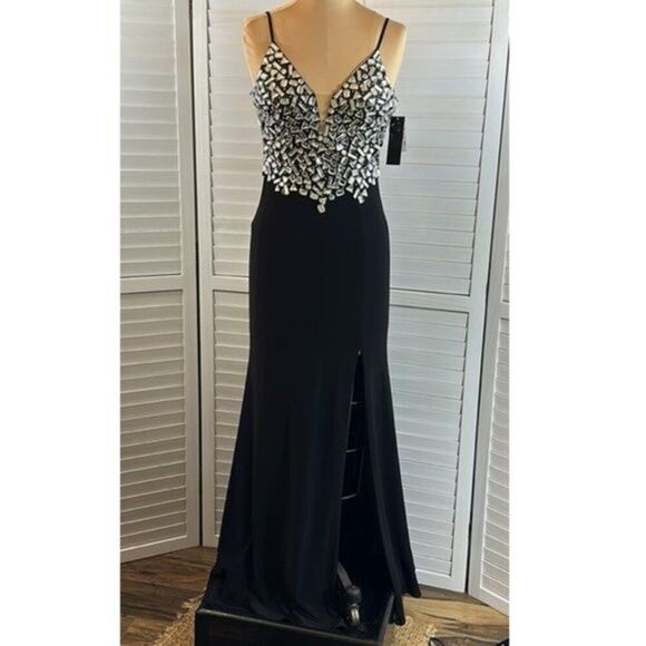 Xscape Formal Maxi Gown Size 0 "Rose" Broken Glass NWT - Picture 4 of 12